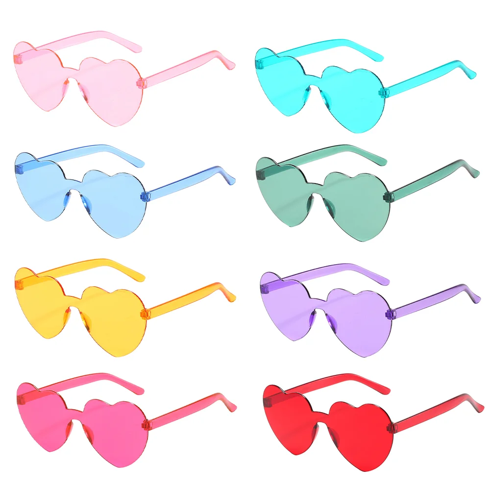 

8 пар креативных модных очков в форме сердца без оправы Солнцезащитные очки для женщин