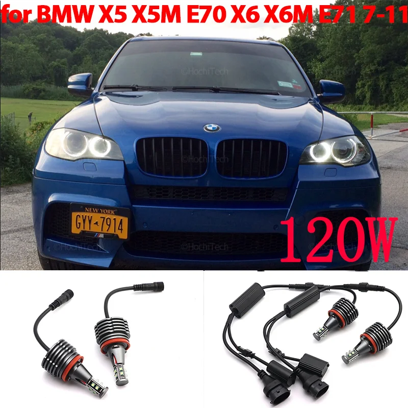 

120W 6000K White H8 CANbus LED Angel Eyes Marker Lights Bulbs Error Free White for BMW X5 X5M E70 X6 X6M E71 E72 2007-2011
