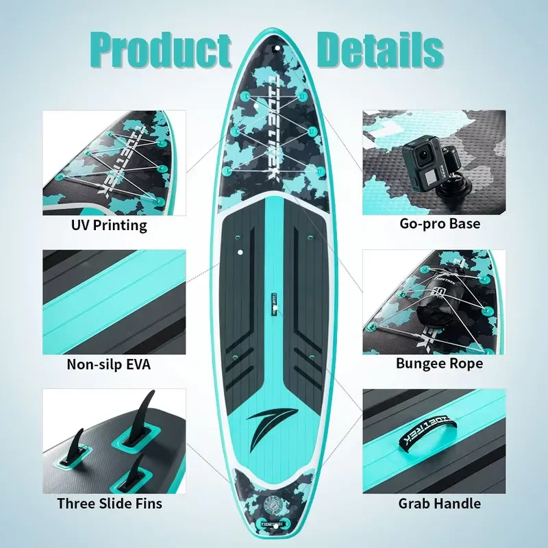 Надувная доска для серфинга TIDETREK 350*89*15см: Хит продаж, премиум-класс, универсальная доска для падлбординга (ISUP) (art.: 3920dc2a891be) - 3920dc2a891be
