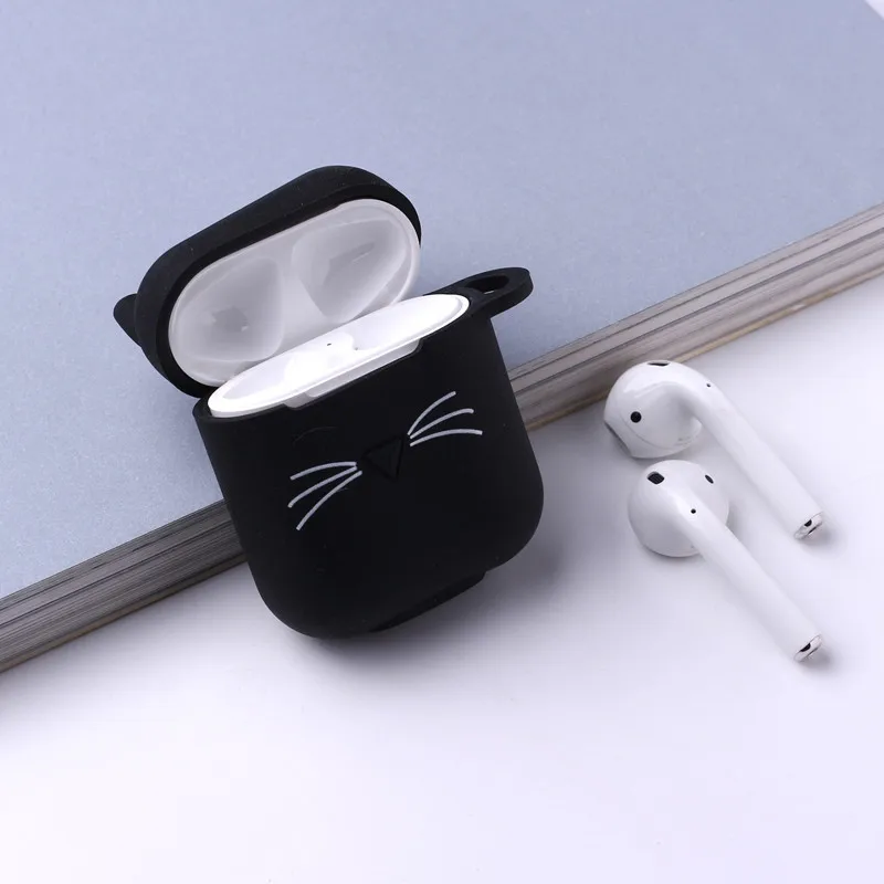 

1pc For Airpods 2 Case Cute Cat Cartoon Protective Cover with Lovely Lanyard Silicon Cover for Air Pods Wireless Earphone Case