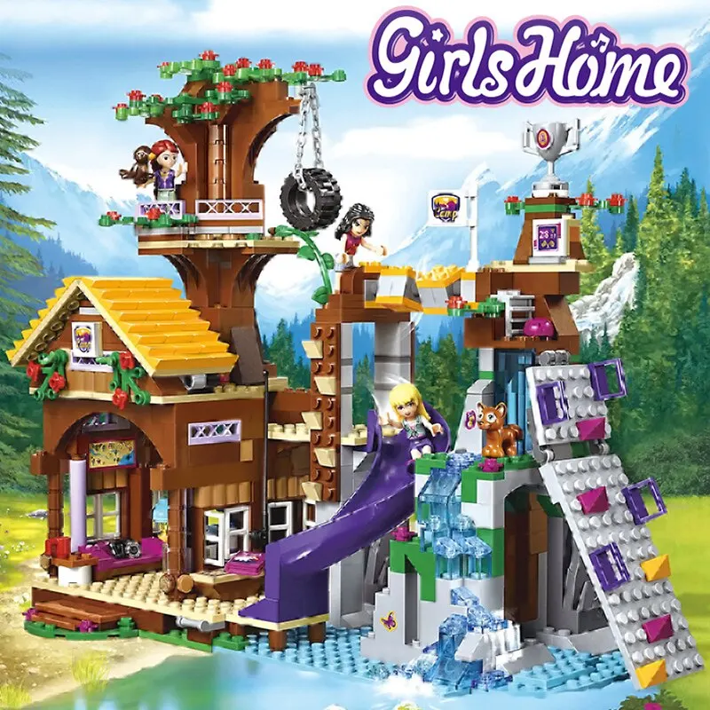 

New Friends Adventure Camp Tree House Stephanie Figures Kit Building Block Jungle Emma Mia Bricks Toys For Kid Gifts 41122 41335