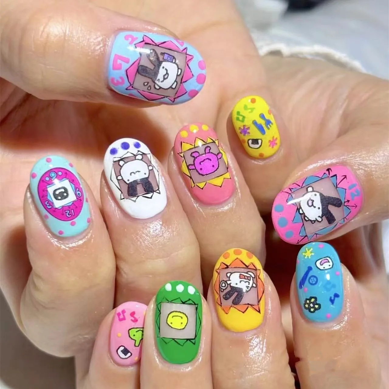 TSC-491-494 たまごっち Sy Families momoreirabbit メゾピアノ 3d ネイルアートステッカーネイルデカールデコスライダースタンプフィルムアクセサリー