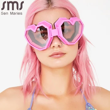 Heart Shaped Goggle Sunglasses One Piece Women Sunglasses Oversized Gradient Lens Brand Designer Eyeglass Oculos De Sol Feminino 1