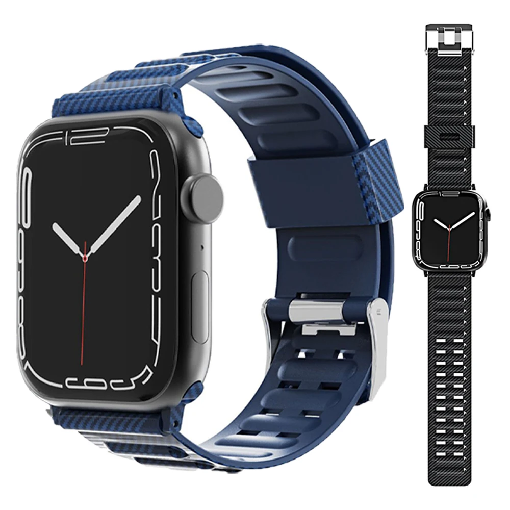 

Ремешок из углеродного волокна для Apple Watch Band 7 41 44 мм 45 мм, спортивный браслет для iWatch Series SE 6 5 4 3 40 мм 38 мм 42 мм, аксессуары
