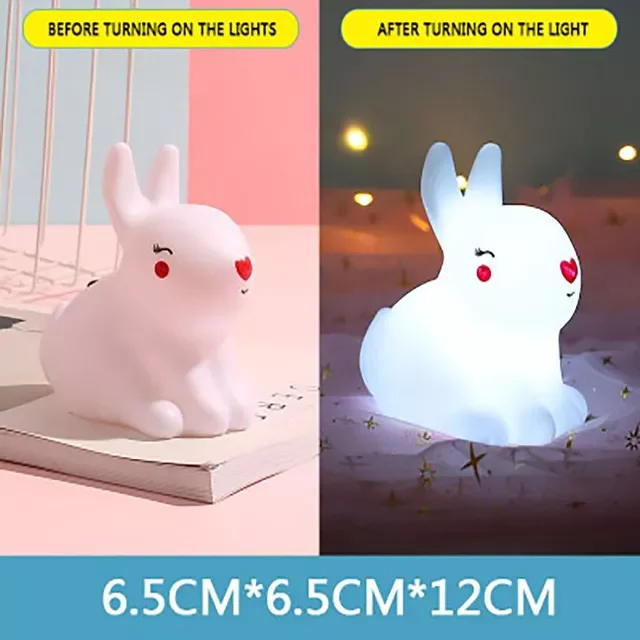 

Ins Girl's Heart Bedside Lamp Rabbit Nightlight Baby Children's Room Bed LED Toy Bedroom Decoration Shape Light Kids Toy