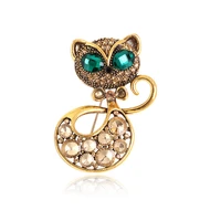 womens retro simple fashion fox brooches for women sweater jacket cardigan rhinestone brooch pin clothing accessories gift