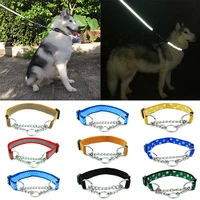 16 color pet dog metal chain collar diy kitty cat necklace outdoor training walking adjustable neck rope pet supplies