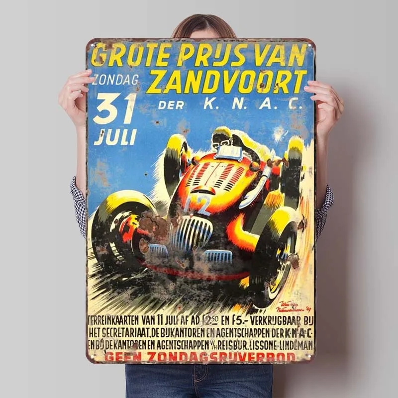 Голландская Grand Prix Zandvoort винтажная ржавая металлическая вывеска Ретро Жестяная