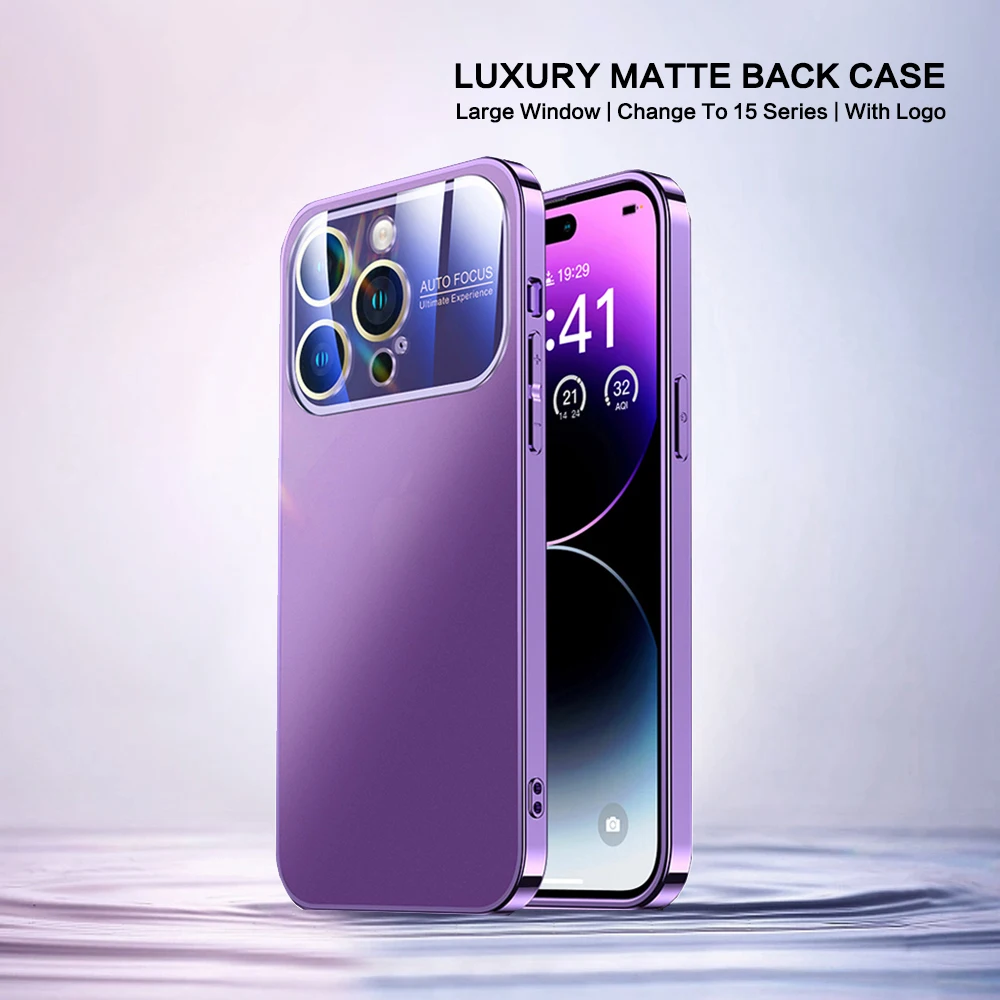 

New Large Lens Protection Film Phone Case For Iphone 11 12 13 14 Pro Max 14Plus TPU Frame Matte Back Cover For Iphon 11 12 13 14