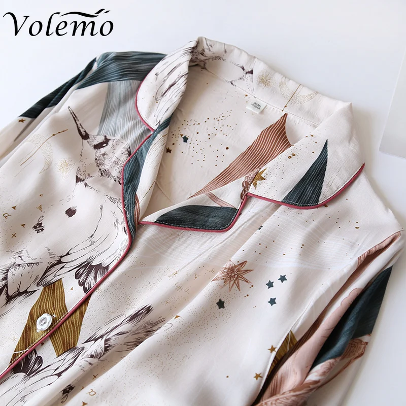 Spring Summer New 100% Viscose Long-sleeved Trousers Ladies Pajamas Suit 3XL Plus Size Long Sleepwear Women's Home Nightwear