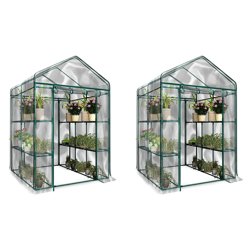 2X PVC Warm Garden Tier Mini Household Plant Greenhouse Cover Waterproof Anti-UV Protect Garden (Without Iron Stand)