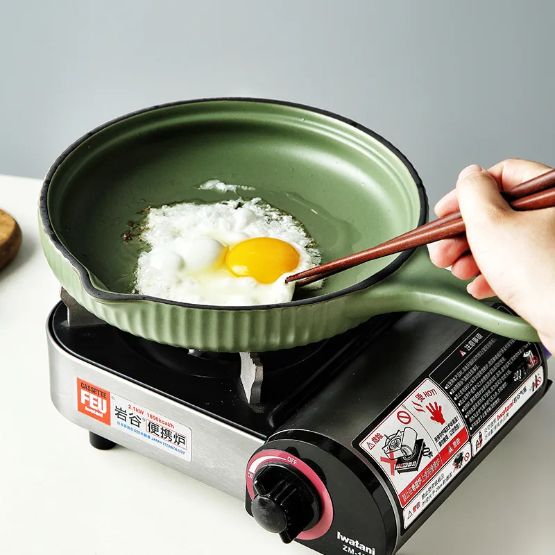 

Ceramics Single Handle Frying Pan Uncoated Non-stick Pans Cooking Pots Gas Stove Home Skillets Egg Pancake Pan Oven Available