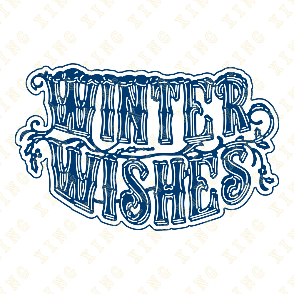 

Metal Cutting Dies Scrapbook Vintage Winter Wishes Set Diary Decoration Stencil Embossing Template DIY Greeting Card Handmade