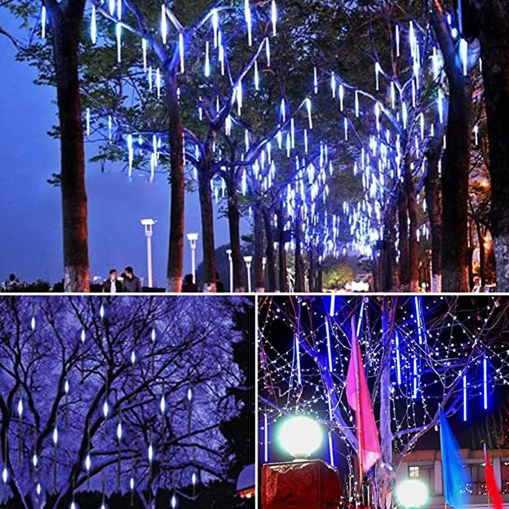 

30/50cm Meteor Shower Rain 8 Tubes LED String Lights Waterproof Christmas Outdoor Patio Decorations Wedding Navidad Tree Holiday