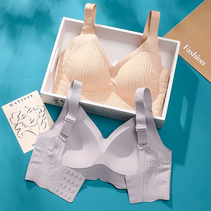 

Женские модные тонкие бюстгальтеры с фиксированной чашкой, мягкое поддерживающее нижнее белье без следов для женщин, собирающее женское белье с защитой от провисания груди