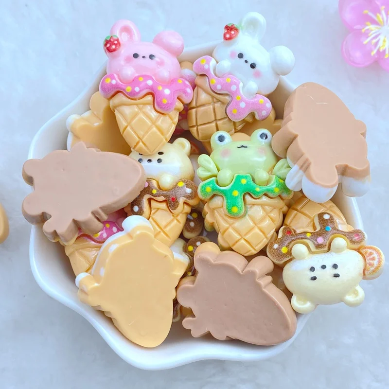 8 шт. новый милый полимерный мини Кролик Лягушка маленький Медвежонок мороженое с