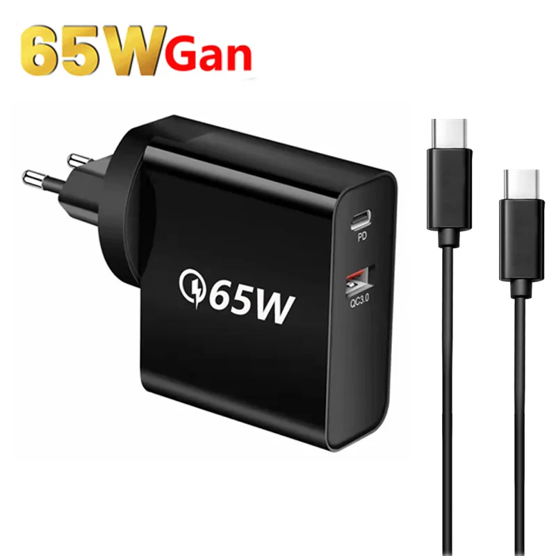 

Зарядное устройство GaN с USB C, устройство для быстрой зарядки для MacBook Pro, iPad, iPhone 13 Pro Max, 11, 12 устройств, Samsung, Xiaomi, с кабелем, 65 Вт