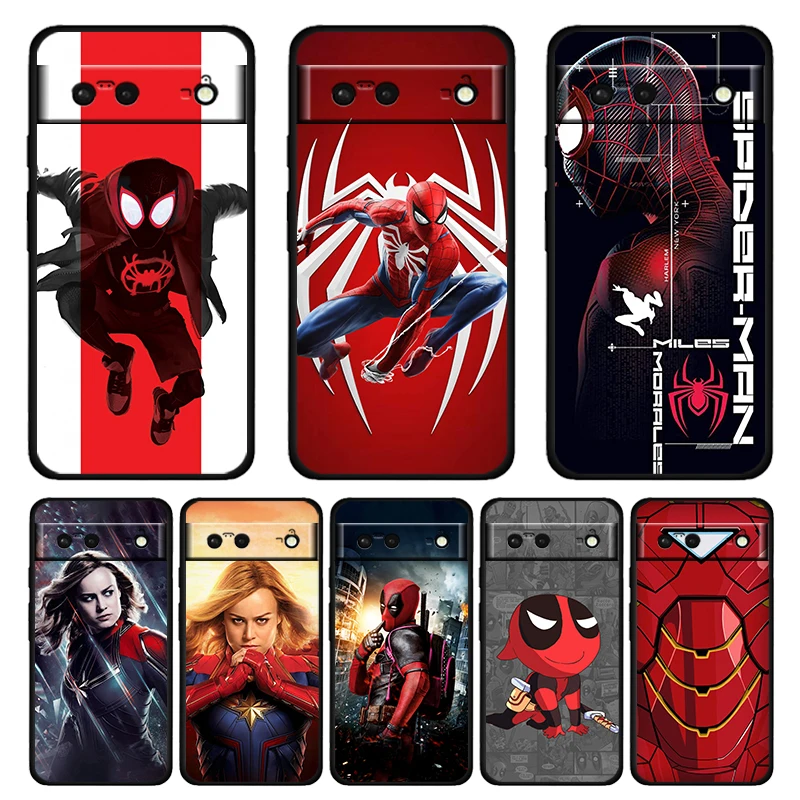 

Mavel Hero Captain America Shockproof Case for Google Pixel 7 6 Pro 6a 5 5a 4 4a XL 5G Silicone Soft Black Phone Cover Capa