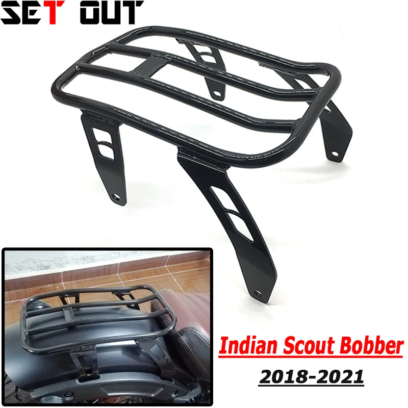 

Motorcycle Accessories Steel Rear Fender Bolt on Solo Luggage Rack For 2018-2021 For Indian Scout Bobber Bright Black