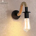 Винтажный настенный светильник из пеньковой веревки E27, комнатное декоративное Бра в стиле индастриал, прикроватный светильник для столовой, спальни, ретро-лампа