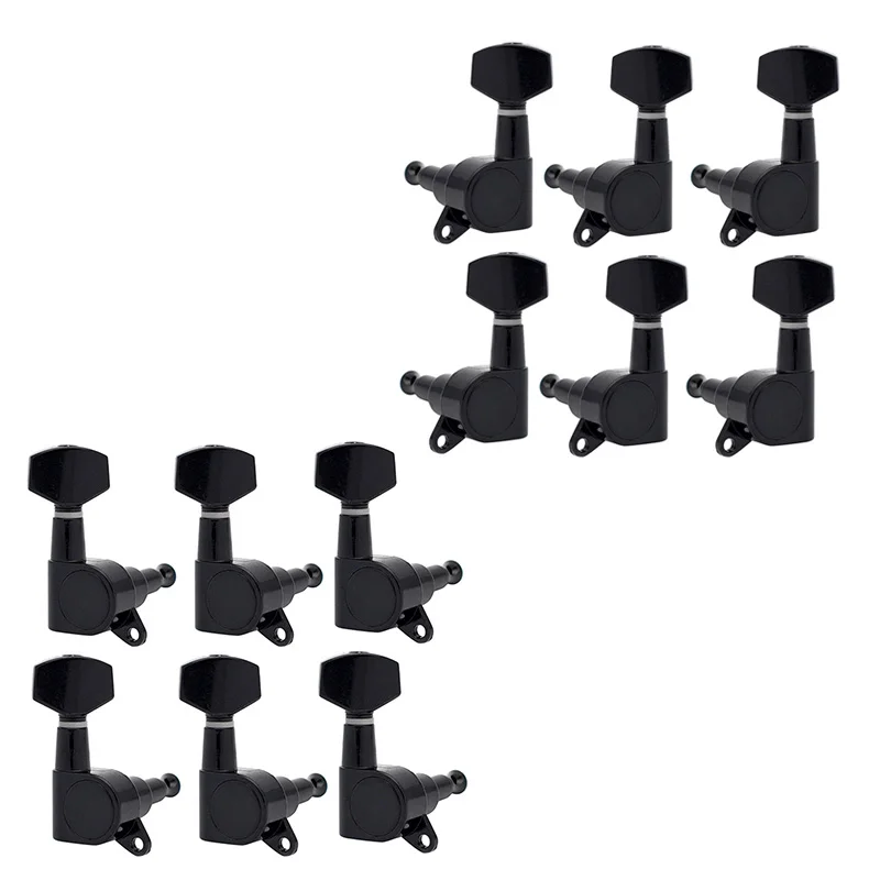

2Set Guitar Sealed Small Peg Tuning Pegs Tuners Machine Heads For Acoustic Electric Guitar Guitar Parts( Black 6L & 6R )