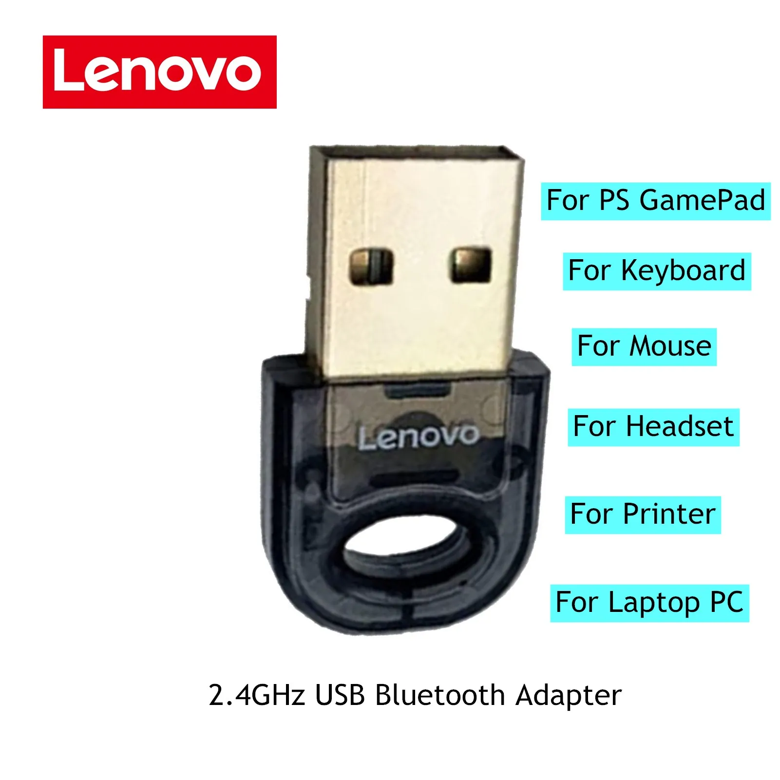 

Lenovo 3Mbps USB Bluetooth 5.0 2.4GHz Adapter for PC Speaker Wireless Mouse Keyboard Music Audio Receiver Transmitter Bluetooth