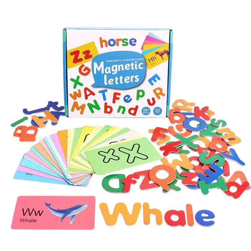 

Magnetic Wooden Letters And Numbers Toys Fridge Refrigerator Magnets ABC Alphabet Word Flash Cards Spelling Game