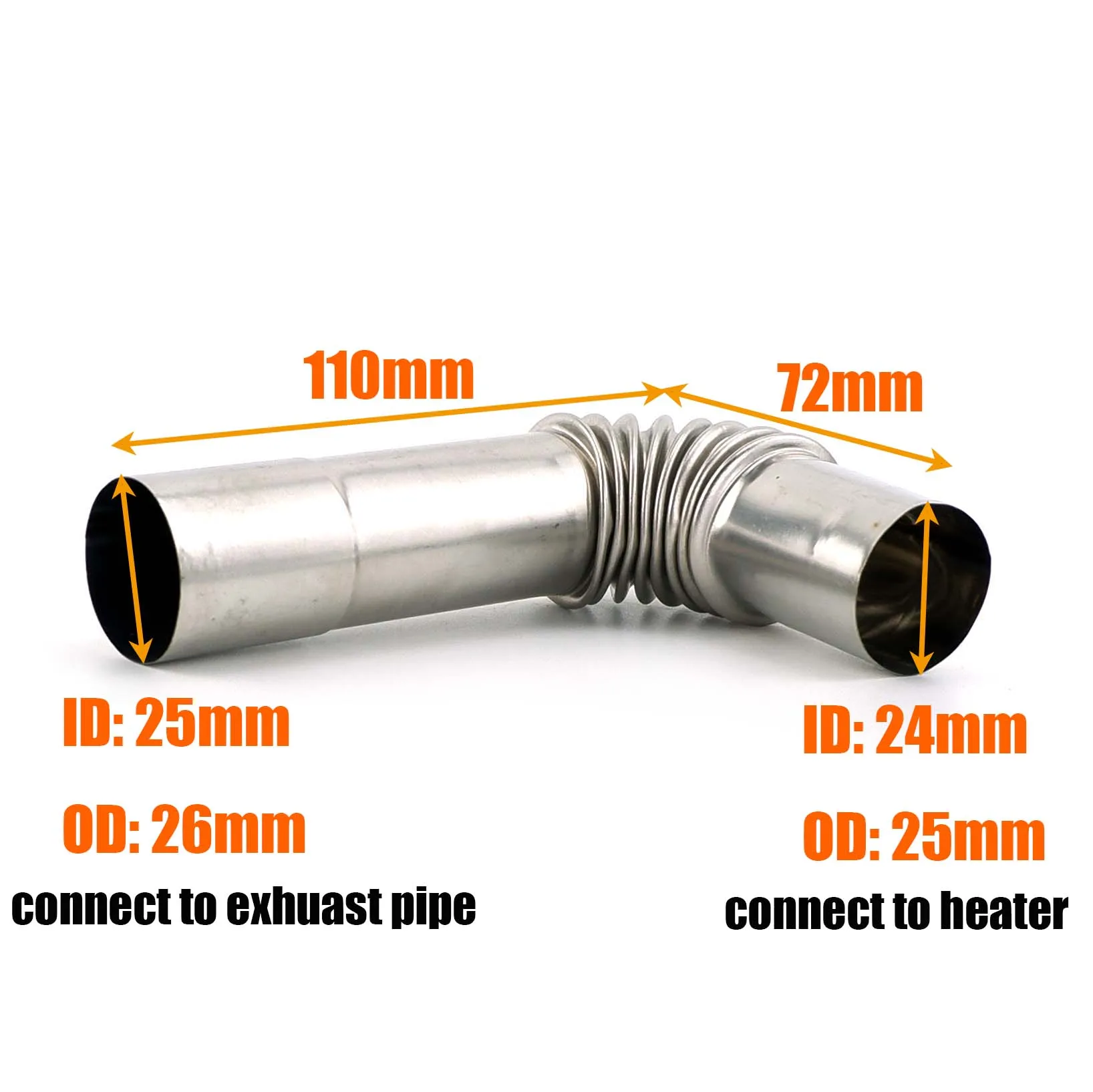 24 мм, 25 мм, 25 мм и 26 мм, коленчатый соединитель выхлопной трубы для дизельного обогревателя, автомобиля, кемпера, каравана, грузовика