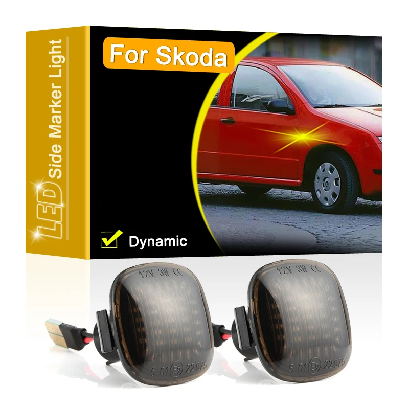 

Smoked Lens Waterproof LED Side Fender Marker Lamp Flowing Turn Signal Light For Skoda Fabia 99-07 Octavia 96-13 Roomster Rapid