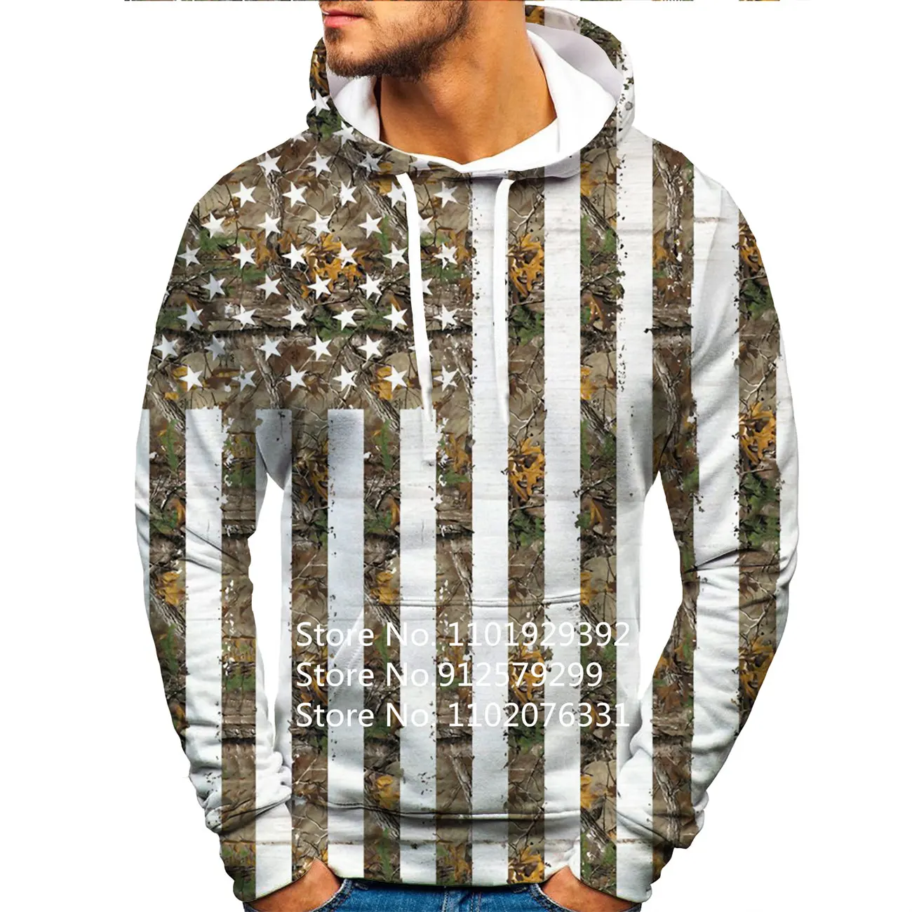 Camouflage American Flag Print Mens Hooded Sweatshirts Fashion Usa Flag Pattern Jackets Coat Autumn Street Trend Pullover