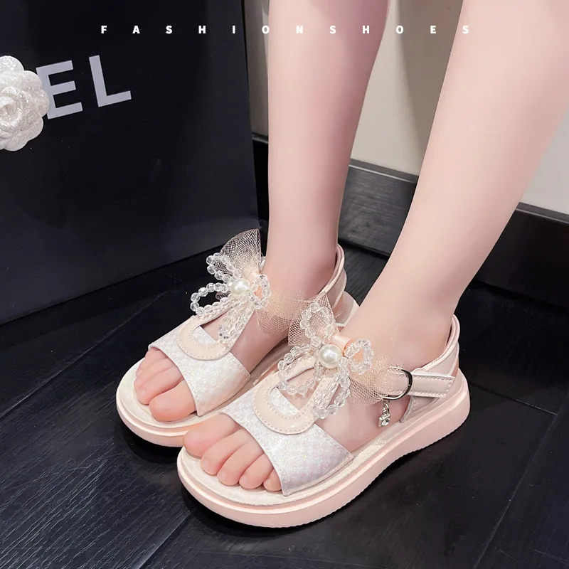 

Детские сандалии; Новинка 2022 года; Летние сандалии принцессы с мягкой подошвой для маленьких девочек; Детская обувь для девочек; Сандалии