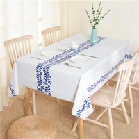 pvc plastic table cloth waterproof oil proof table cover modern pastoral style leaves plaid printed rectangular tablecloths