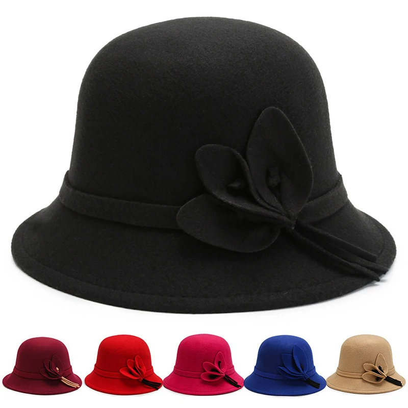 

1pc Women Hat Jazz Hat Band Fedoras Cap Flat Top Wide Brim Elegant Autumn Classic Wedding Travel Female Church Wedding Travel