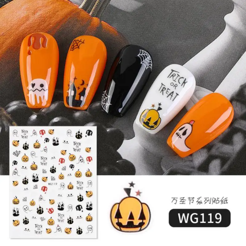 Наклейки для ногтей на Хэллоуин искусственные ногти искусство призрак лицо