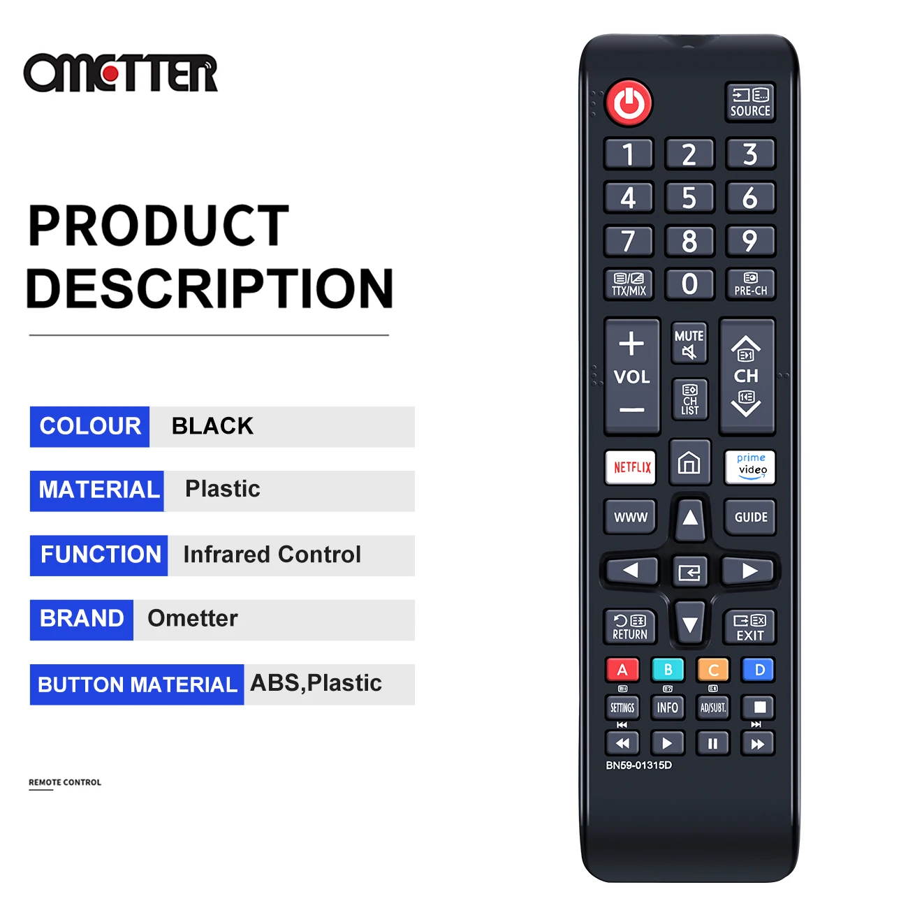 Телефон для Samsung TV Remote Control NETFLIX Prime Video UA75RU7100W
