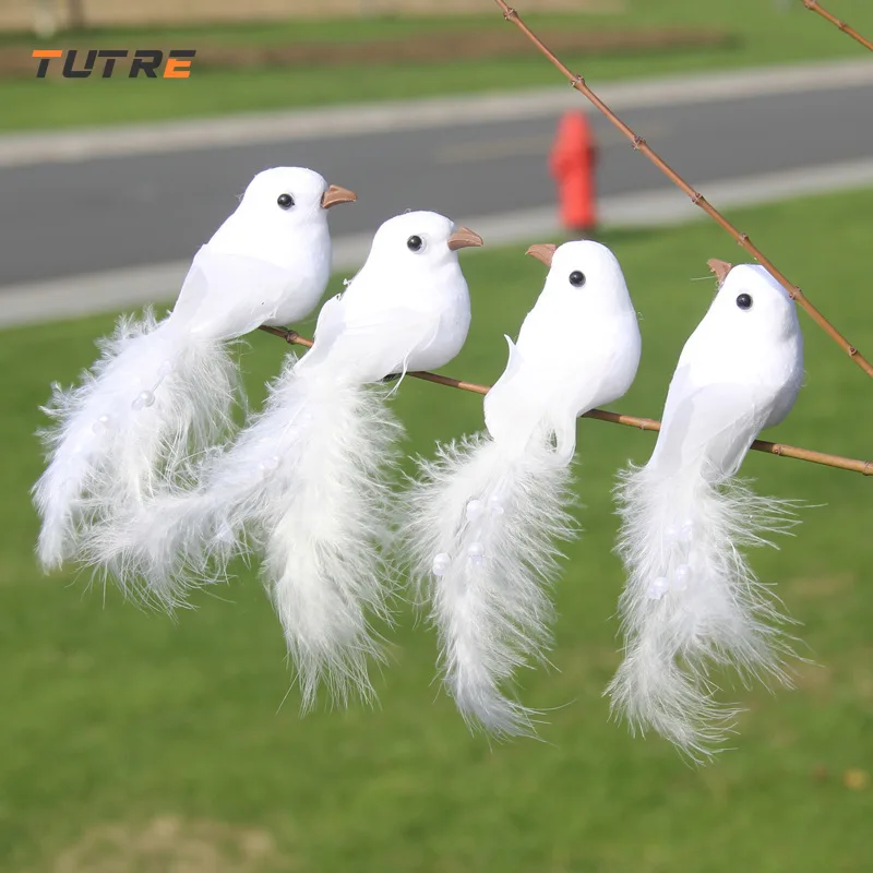

2PC White Simulation Dove Imitation Feather Bird Wedding Decoration Scene Arrangement Home Christmas Supplies Decorative Pigeon
