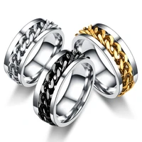 titanium steel rotatable chain rings for women men spinner ring multifunctional chain ring men bottle opener ring