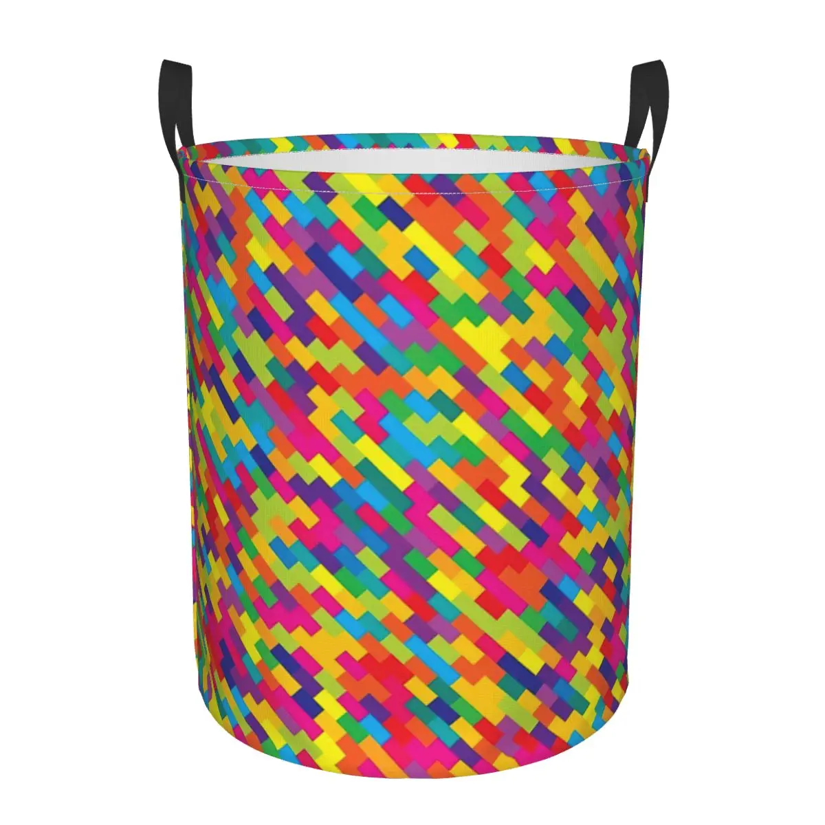 

Abstract Colorful Seamless Geometric Grid Dirty Laundry Basket Waterproof Home Organizer Basket Clothing Kids Toy Storage Basket