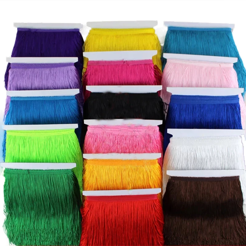 

1 yards 20cm Long Fringe Lace Tassel Polyester Lace Trim Ribbon Latin dance skirt curtain fringes for sewing DIY Accessories