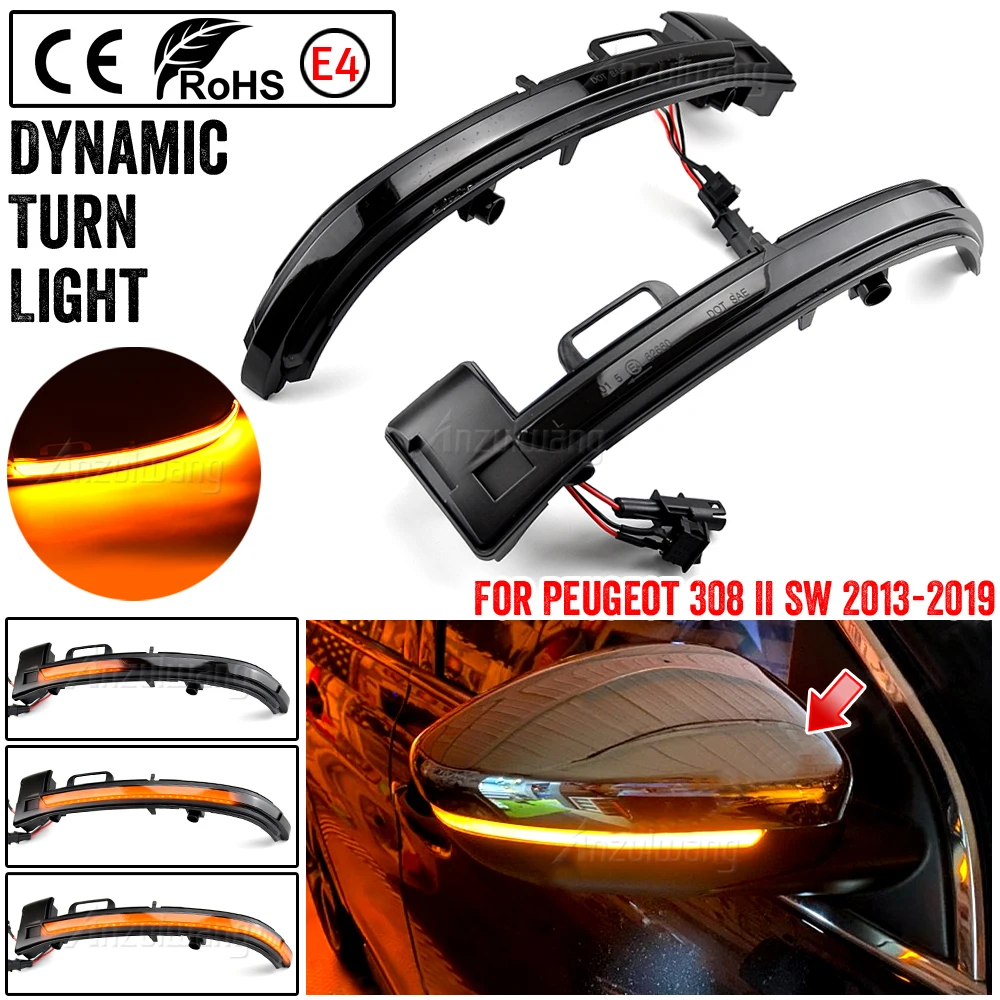 

2pcs Smoke LED Dynamic Mirror Blinker Light Turn Signal Lamp Amber Light For Peugeot 308 2013 2014 2015 2016 2017 2018 2019