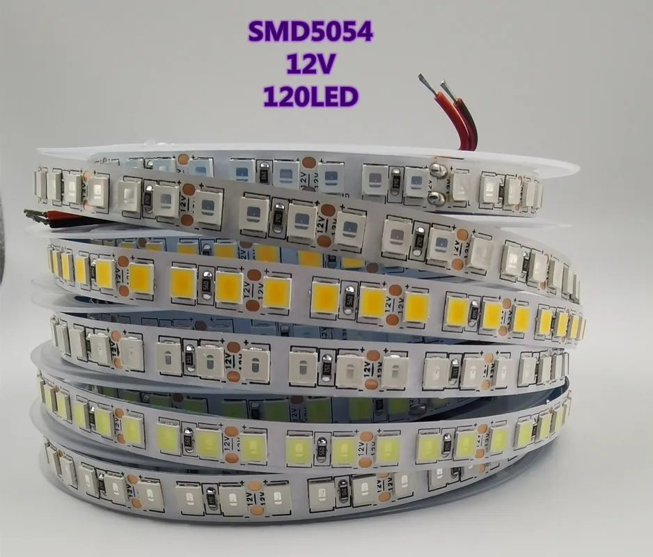 

5 м 12 В постоянного тока SMD 5054 Светодиодная лента 120 светодиодов/м гибкая светильник яркая, чем 5050 2835 5630 холодный белый/холодный синий/розовый/красный