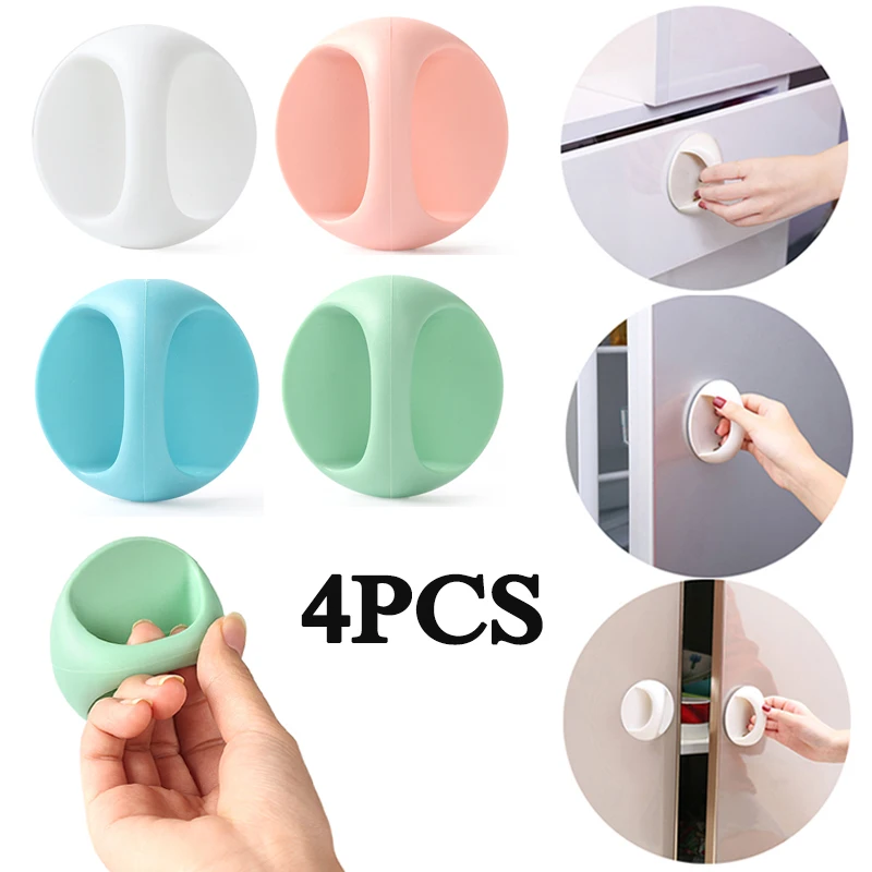 

Self-adhesive Seamless Door Handle Round Sticky Handle for Cupboards Window Drawers Wardrobe Handles Balcony Glass Sliding Tool