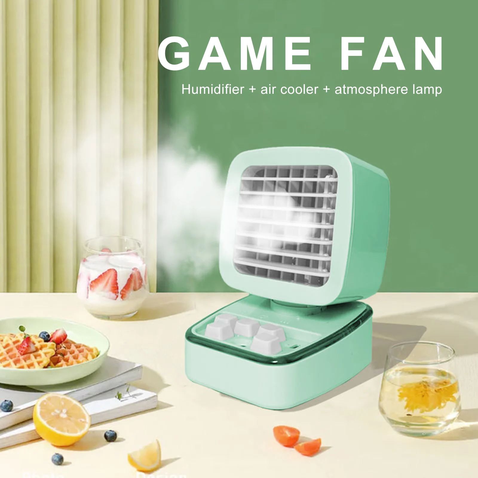 

Portable Air Conditioner 3 Speed Desktop Evaporative Air Cooler With Spray Cordless Personal Air Cooler Humidifier Colors Light