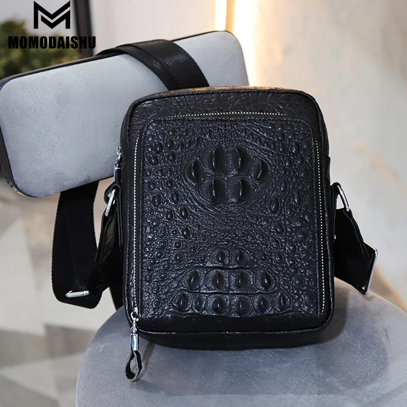 

Genuine Leather Messenger Bag For Men Vintage Cowhide Crossbody Bags Shoulder Bags High Quality Male Alligator Pattern Handbag