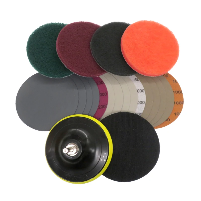 3/4/5-дюймовый комплект для восстановления автомобильных фар, 21 шт. с шлифовальной подложкой, адаптер для дрели, губка, буферная накладка для полировки автомобиля