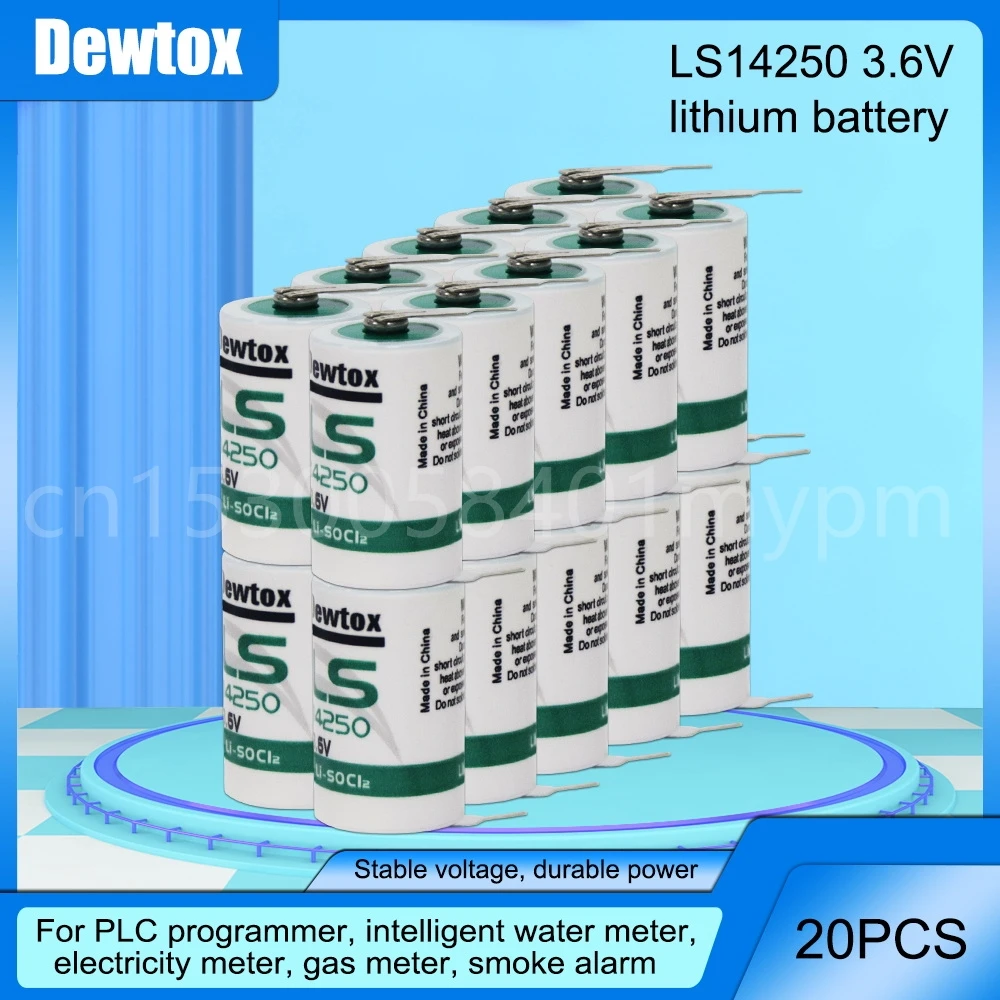 

20PCS LS14250 LS 14250 3.6V 1200mAh Li-Ion Dry Primary Battery With Pins For PLC CNC Machine Tool Clock Touch Screen Water Meter