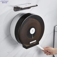 Bathroom Wall Mount Large Roll Capacity Toilet Tissue Dispenser Hand Towel Roll Transparent Black Paper Dispenser