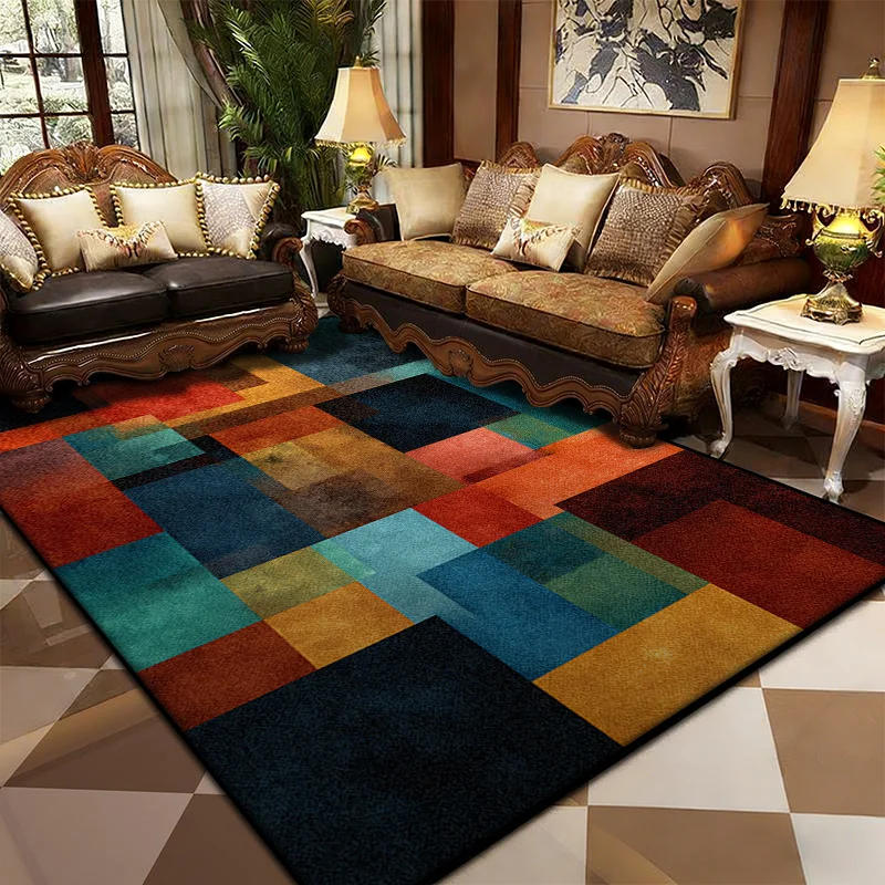 

Геометрический ковёр из полиэстера для гостиной