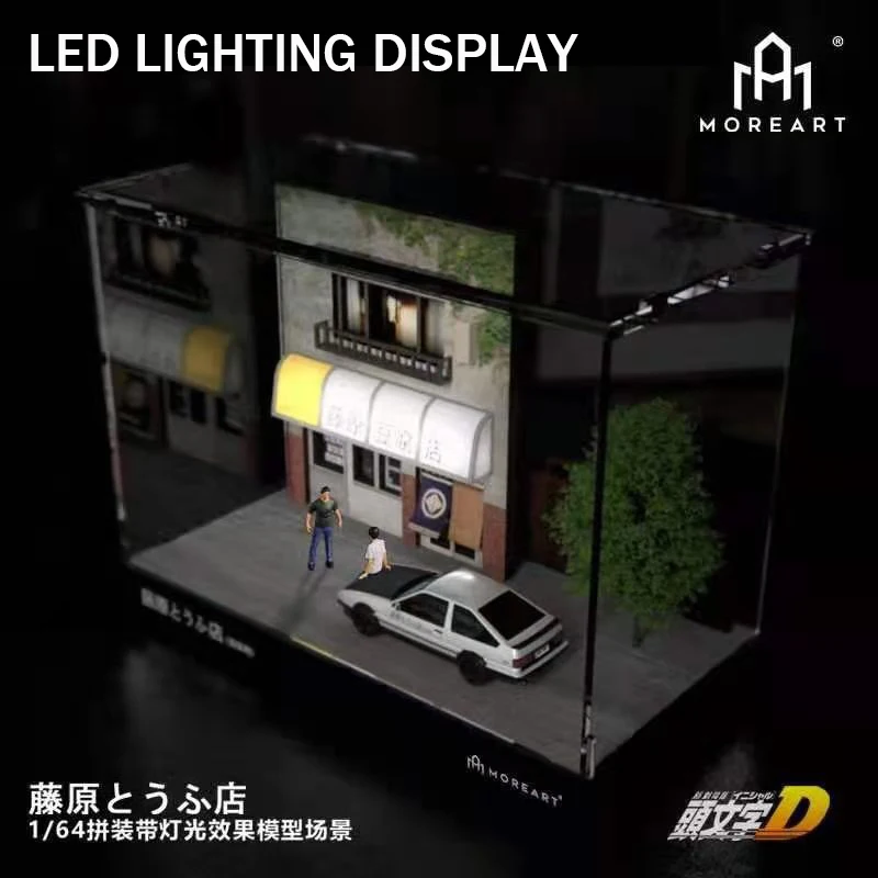 MoreArt 1:64 Diorama LED Beleuchtung verwenden für Initial D Doufu Shop Modell Auto Display Fahrzeug Parkplatz Station