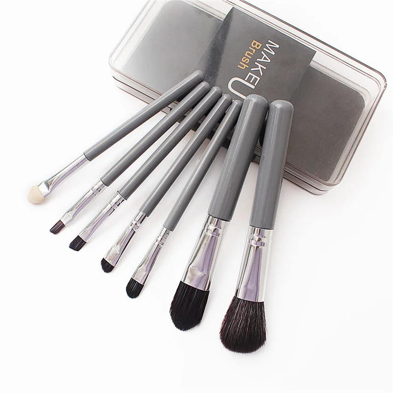 

7 Pcs Of Set Sculpting Brushes Suit Boxed Gray Makeup Blush Powder Foundation Brush Eye Shadow Brush Concealer Tools